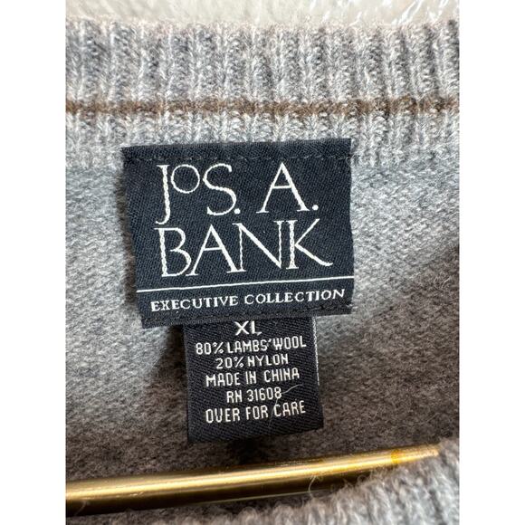 Jos A Bank Executive Collection Gray Lambs Wool Sweater Minimalist Mens Size XL - Picture 4 of 5